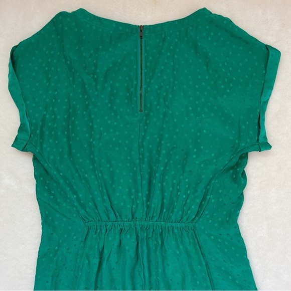 Fossil Emily Silk Dress in Kelly Green Polka Dot Short Sleeve Dress Size 6 - Picture 6 of 9